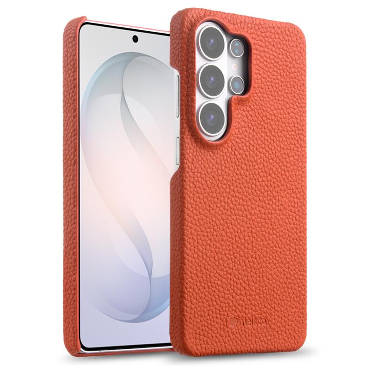 Custodia per telefono Melkco in vera pelle con texture litchi e chiusura magnetica, copertura parziale., For Samsung Galaxy S26+ 5G, For Samsung Galaxy S26 Ultra 5G, For Samsung Galaxy S26 5G