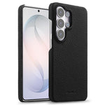 Custodia per telefono Melkco in vera pelle con texture litchi e chiusura magnetica, copertura parziale., For Samsung Galaxy S26+ 5G, For Samsung Galaxy S26 Ultra 5G, For Samsung Galaxy S26 5G