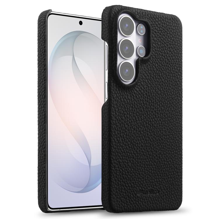 Custodia per telefono Melkco in vera pelle con texture litchi e chiusura magnetica, copertura parziale., For Samsung Galaxy S26+ 5G, For Samsung Galaxy S26 Ultra 5G, For Samsung Galaxy S26 5G