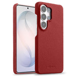 Custodia per telefono Melkco in vera pelle con texture litchi e chiusura magnetica, copertura parziale., For Samsung Galaxy S26+ 5G, For Samsung Galaxy S26 Ultra 5G, For Samsung Galaxy S26 5G