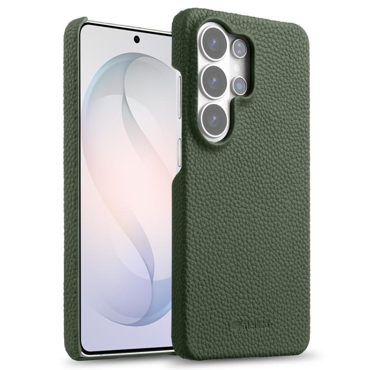 Custodia per telefono Melkco in vera pelle con texture litchi e chiusura magnetica, copertura parziale., For Samsung Galaxy S26+ 5G, For Samsung Galaxy S26 Ultra 5G, For Samsung Galaxy S26 5G