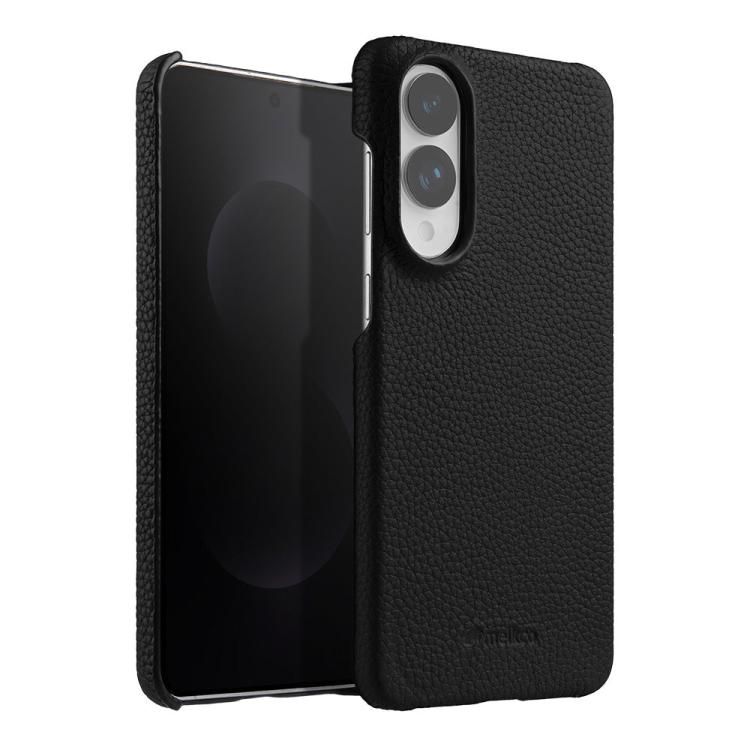 Custodia per telefono Melkco in vera pelle con texture litchi e chiusura magnetica, copertura parziale., For Samsung Galaxy S25 Edge 5G, For Samsung Galaxy S25 5G, For Samsung Galaxy S25+ 5G