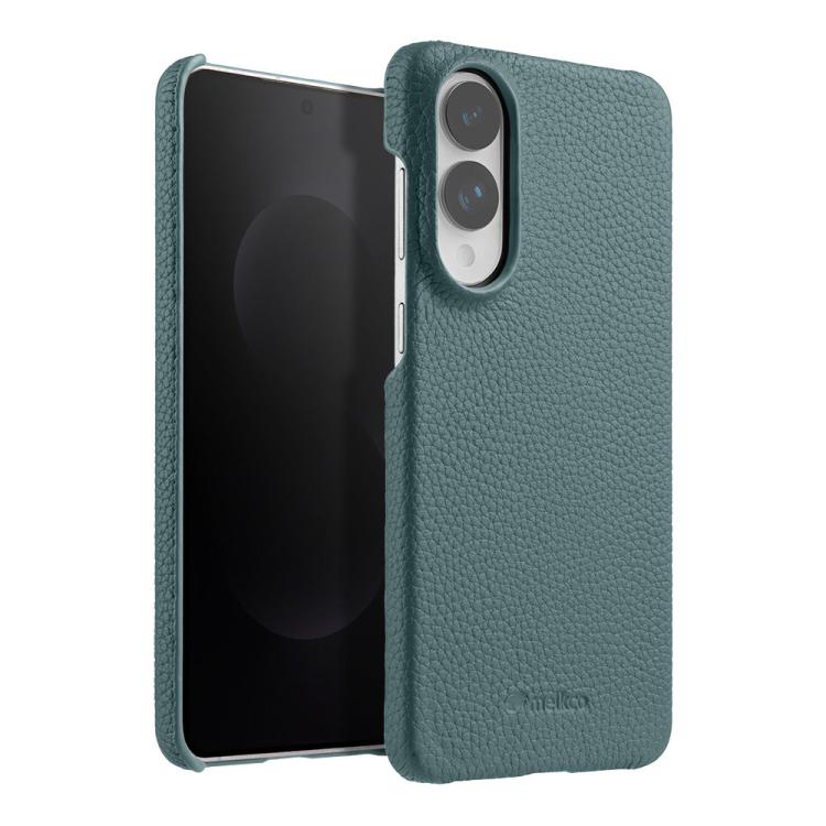 Custodia per telefono Melkco in vera pelle con texture litchi e chiusura magnetica, copertura parziale., For Samsung Galaxy S25 Edge 5G, For Samsung Galaxy S25 5G, For Samsung Galaxy S25+ 5G