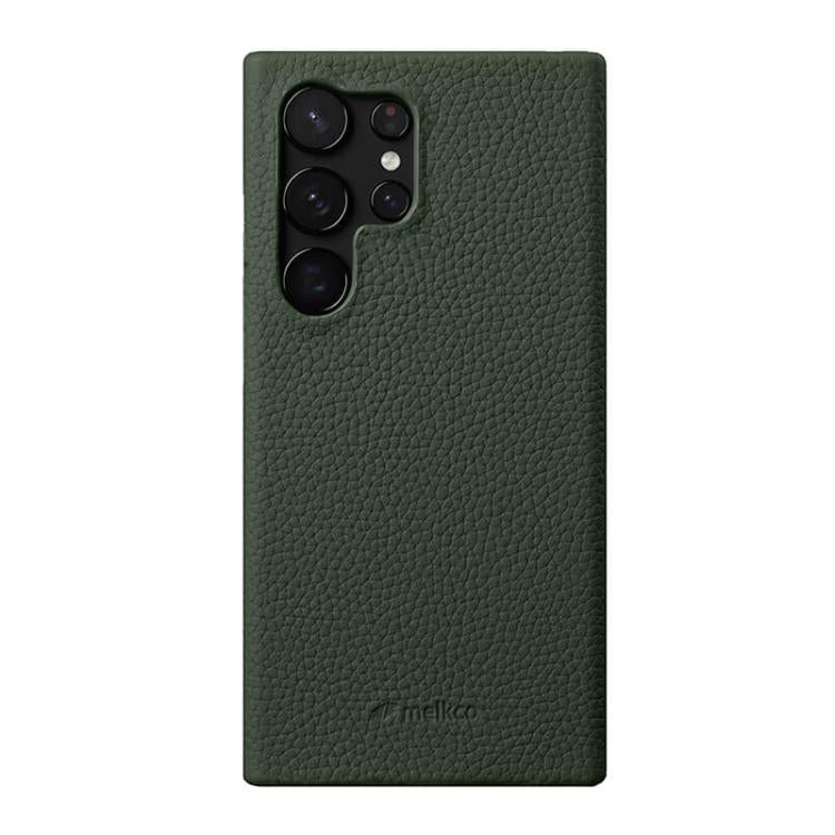 Custodia per telefono Melkco in vera pelle con texture litchi e chiusura magnetica, copertura parziale., For Samsung Galaxy S25 Ultra 5G, For Samsung Galaxy S24 Ultra 5G, For Samsung Galaxy S24+ 5G