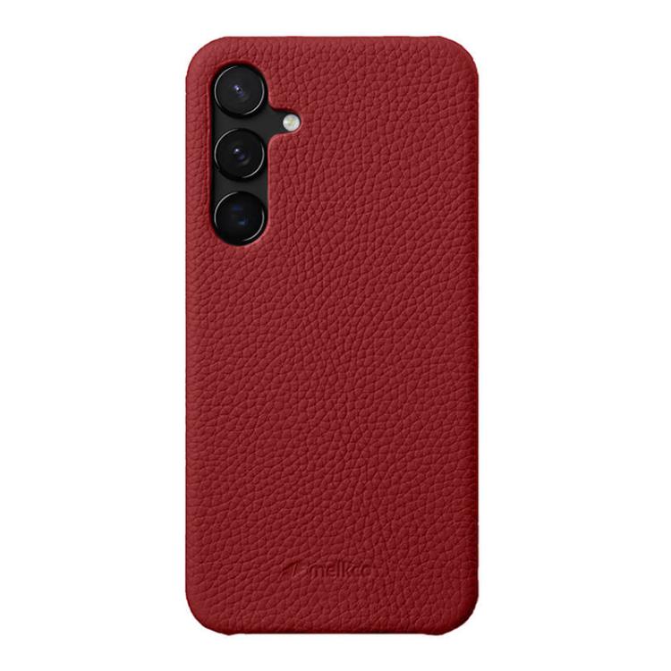 Custodia per telefono Melkco in vera pelle con texture litchi e chiusura magnetica, copertura parziale., For Samsung Galaxy S25 Edge 5G, For Samsung Galaxy S25 5G, For Samsung Galaxy S25+ 5G