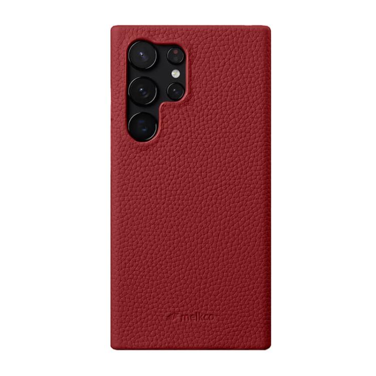 Custodia per telefono Melkco in vera pelle con texture litchi e chiusura magnetica, copertura parziale., For Samsung Galaxy S25 Ultra 5G, For Samsung Galaxy S24 Ultra 5G, For Samsung Galaxy S24+ 5G