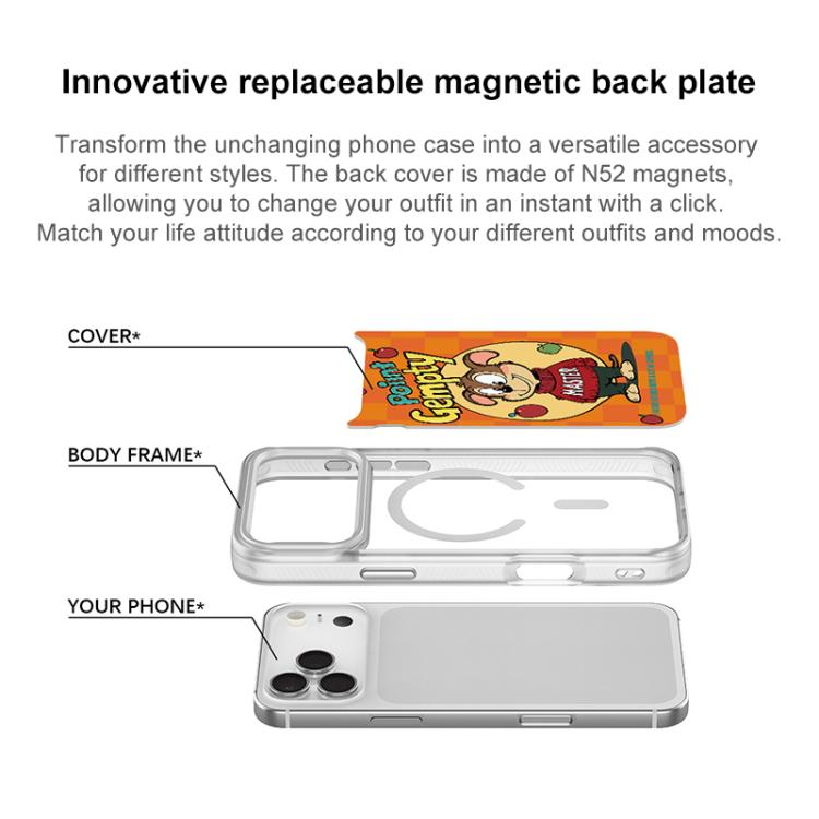 Custodia magnetica per telefono con motivo a cane rosso e verde e mela., For iPhone 16 Pro Max, For iPhone 16 Pro, For iPhone 16 Plus, For iPhone 16