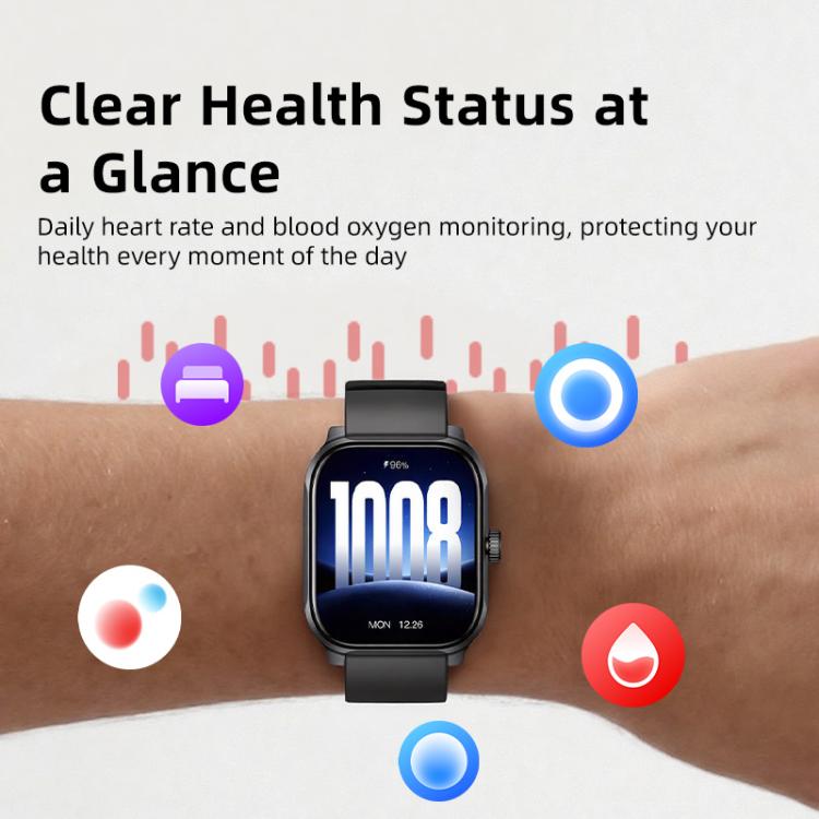 Smartwatch GTS12 con ampio schermo Ultra HD da 1,96 pollici, chiamate Bluetooth e supporto per il monitoraggio della salute.