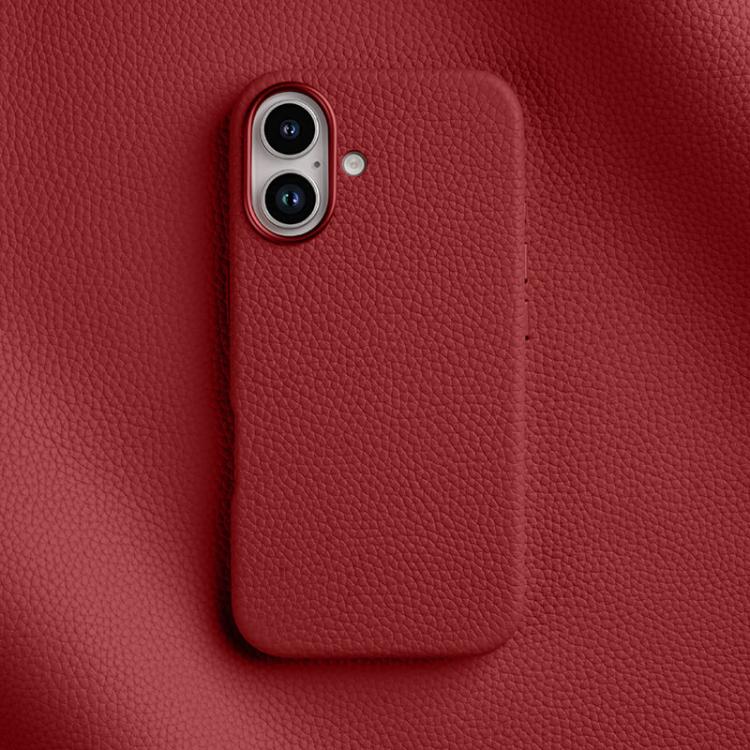 Custodia per telefono Melkco in vera pelle con texture litchi, magnetica e copertura completa., For iPhone 16