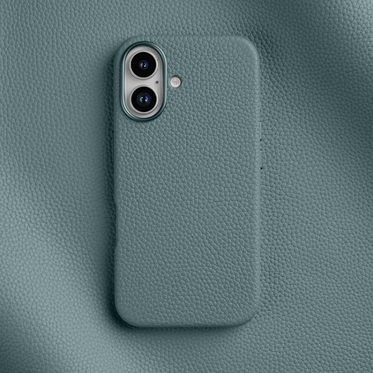 Custodia per telefono Melkco in vera pelle con texture litchi, magnetica e copertura completa., For iPhone 16