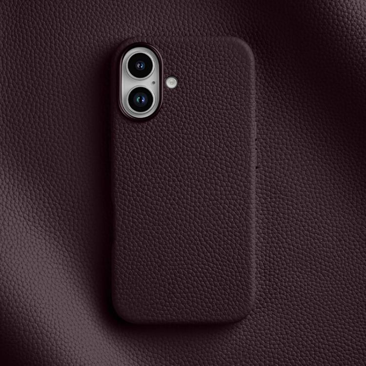 Custodia per telefono Melkco in vera pelle con texture litchi, magnetica e copertura completa., For iPhone 16