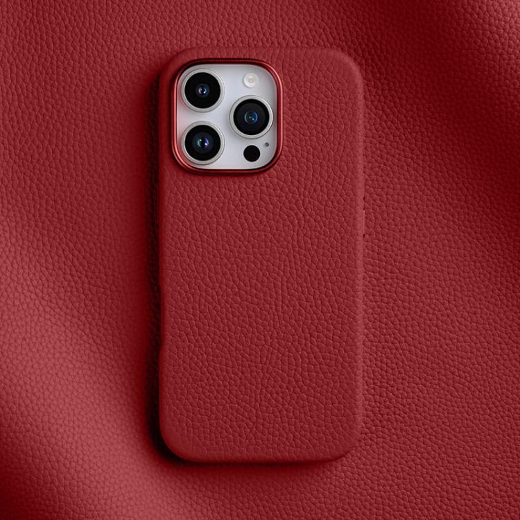 Custodia per telefono Melkco in vera pelle con texture litchi, magnetica e copertura completa., For iPhone 16 Pro Max, For iPhone 16 Pro, For iPhone 16 Plus