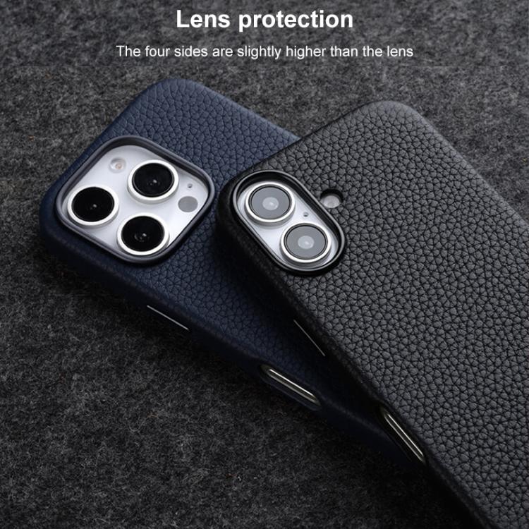 Custodia per telefono Melkco in vera pelle con texture litchi, magnetica e copertura completa., For iPhone 16