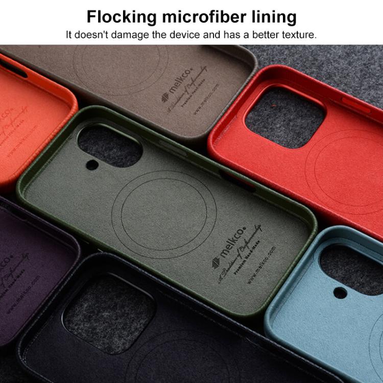 Custodia per telefono Melkco in vera pelle con texture litchi, magnetica e copertura completa., For iPhone 16 Pro Max, For iPhone 16 Pro, For iPhone 16 Plus