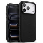 melkco Custodia per telefono in vera pelle con texture litchi, copertura completa magnetica e pulsante AI, For iPhone 17 Pro Max, For iPhone 17 Pro