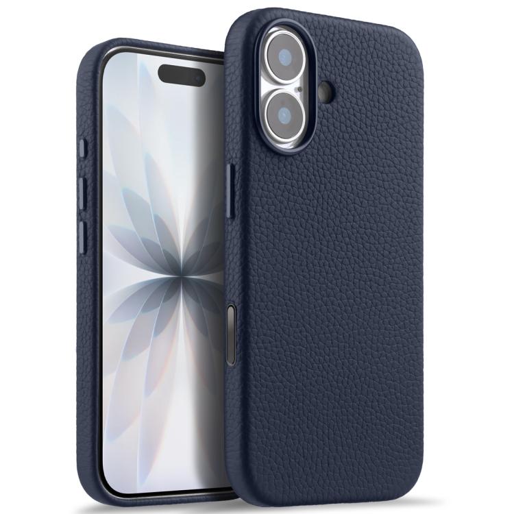 melkco Custodia per telefono in vera pelle con texture litchi, copertura completa magnetica e pulsante AI, For iPhone 17, For iPhone Air