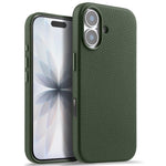 melkco Custodia per telefono in vera pelle con texture litchi, copertura completa magnetica e pulsante AI, For iPhone 17, For iPhone Air