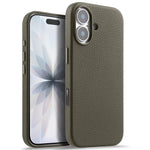 melkco Custodia per telefono in vera pelle con texture litchi, copertura completa magnetica e pulsante AI, For iPhone 17, For iPhone Air