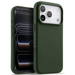 melkco Custodia per telefono in vera pelle con texture litchi, copertura completa magnetica e pulsante AI, For iPhone 17 Pro Max, For iPhone 17 Pro