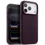 melkco Custodia per telefono in vera pelle con texture litchi, copertura completa magnetica e pulsante AI, For iPhone 17 Pro Max, For iPhone 17 Pro