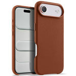melkco Custodia per telefono in vera pelle con texture litchi, copertura completa magnetica e pulsante AI, For iPhone 17, For iPhone Air