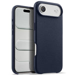 melkco Custodia per telefono in vera pelle con texture litchi, copertura completa magnetica e pulsante AI, For iPhone 17, For iPhone Air