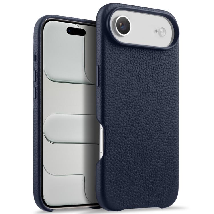 melkco Custodia per telefono in vera pelle con texture litchi, copertura completa magnetica e pulsante AI, For iPhone 17, For iPhone Air