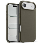 melkco Custodia per telefono in vera pelle con texture litchi, copertura completa magnetica e pulsante AI, For iPhone 17, For iPhone Air