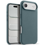 melkco Custodia per telefono in vera pelle con texture litchi, copertura completa magnetica e pulsante AI, For iPhone 17, For iPhone Air