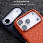 melkco Custodia per telefono in vera pelle con texture litchi, copertura completa magnetica e pulsante AI, For iPhone 17 Pro Max, For iPhone 17 Pro