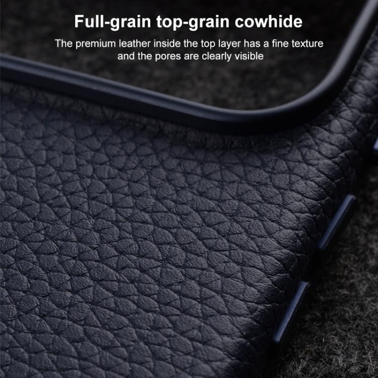 melkco Custodia per telefono in vera pelle con texture litchi, copertura completa magnetica e pulsante AI, For iPhone 17 Pro Max, For iPhone 17 Pro