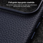 melkco Custodia per telefono in vera pelle con texture litchi, copertura completa magnetica e pulsante AI, For iPhone 17, For iPhone Air