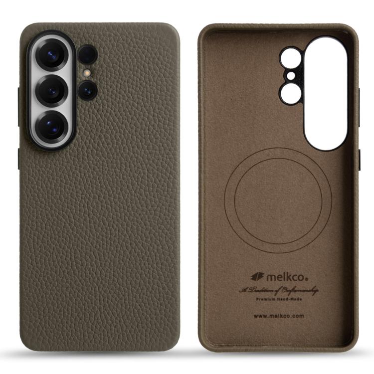 Custodia per telefono Melkco in vera pelle con texture litchi e copertura totale magnetica., For Samsung Galaxy S26+ 5G, For Samsung Galaxy S26 Ultra 5G, For Samsung Galaxy S26 5G