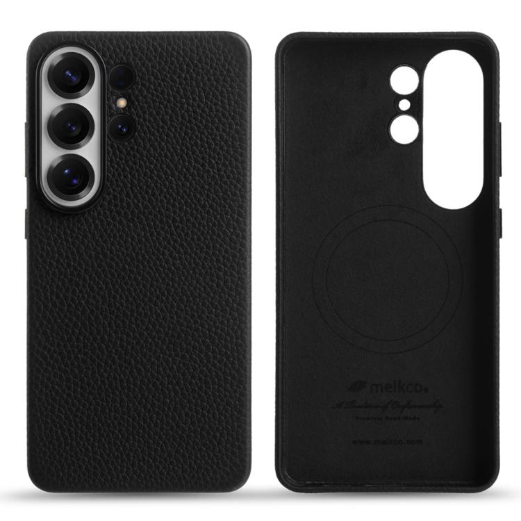 Custodia per telefono Melkco in vera pelle con texture litchi e copertura totale magnetica., For Samsung Galaxy S26+ 5G, For Samsung Galaxy S26 Ultra 5G, For Samsung Galaxy S26 5G