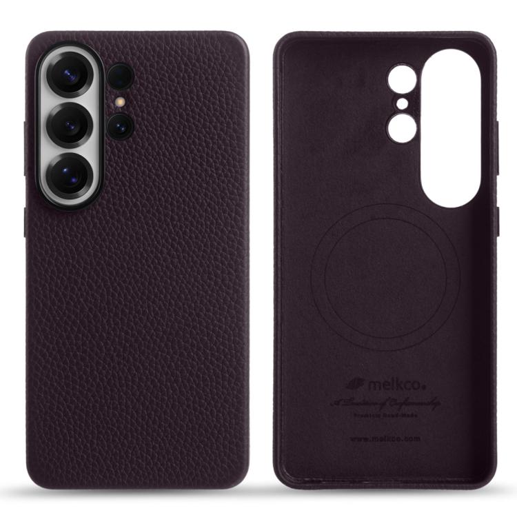 Custodia per telefono Melkco in vera pelle con texture litchi e copertura totale magnetica., For Samsung Galaxy S26+ 5G, For Samsung Galaxy S26 Ultra 5G, For Samsung Galaxy S26 5G