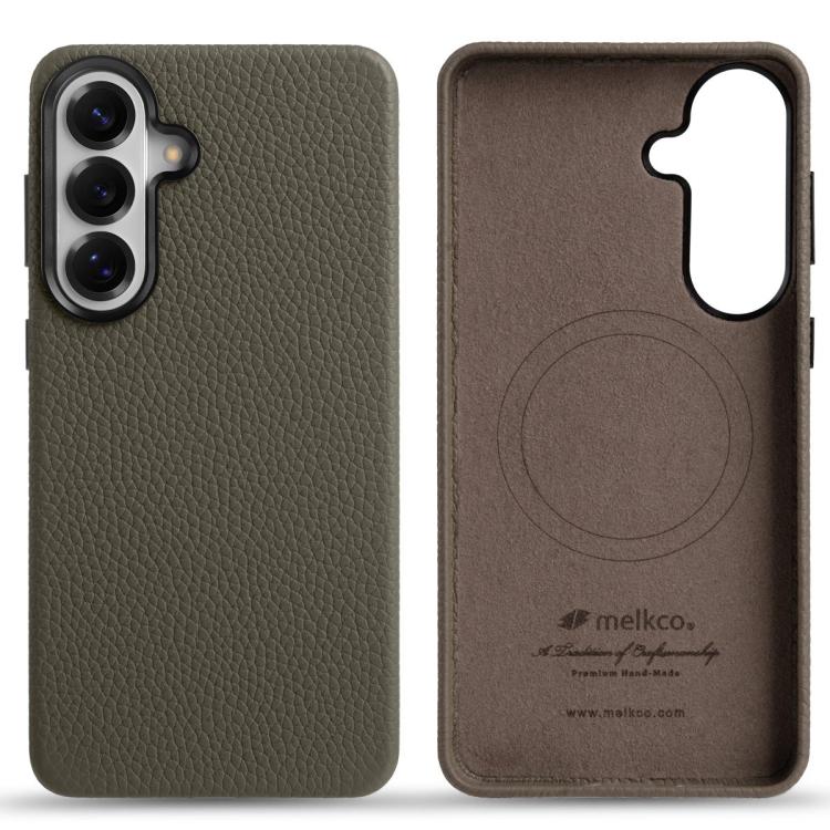 Custodia per telefono Melkco in vera pelle con texture litchi e copertura totale magnetica., For Samsung Galaxy S26+ 5G, For Samsung Galaxy S26 Ultra 5G, For Samsung Galaxy S26 5G