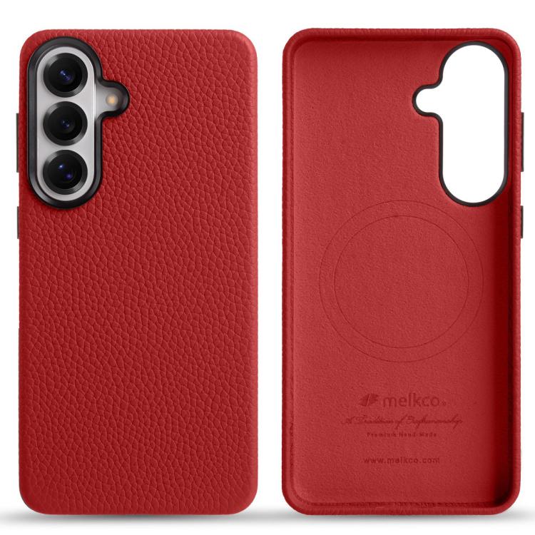 Custodia per telefono Melkco in vera pelle con texture litchi e copertura totale magnetica., For Samsung Galaxy S26+ 5G, For Samsung Galaxy S26 Ultra 5G, For Samsung Galaxy S26 5G