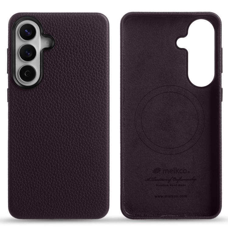 Custodia per telefono Melkco in vera pelle con texture litchi e copertura totale magnetica., For Samsung Galaxy S26+ 5G, For Samsung Galaxy S26 Ultra 5G, For Samsung Galaxy S26 5G