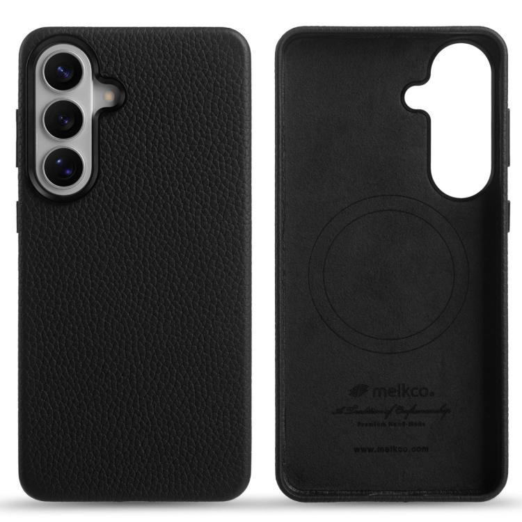 Custodia per telefono Melkco in vera pelle con texture litchi e copertura totale magnetica., For Samsung Galaxy S26+ 5G, For Samsung Galaxy S26 Ultra 5G, For Samsung Galaxy S26 5G