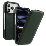 melkco Custodia per telefono in vera pelle con motivo litchi, apertura verticale magnetica, For iPhone 17 Pro Max, For iPhone 17 Pro, For iPhone 17, For iPhone Air