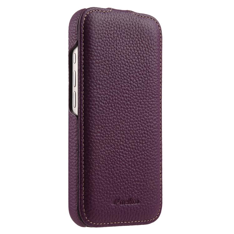 melkco Custodia per telefono in vera pelle con motivo litchi, apertura verticale magnetica, For iPhone 17, For iPhone Air