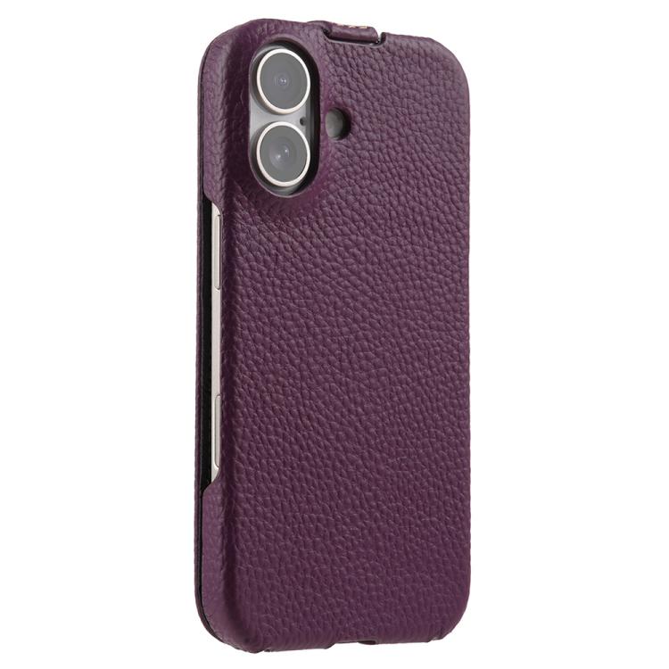 melkco Custodia per telefono in vera pelle con motivo litchi, apertura verticale magnetica, For iPhone 17, For iPhone Air