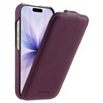 melkco Custodia per telefono in vera pelle con motivo litchi, apertura verticale magnetica, For iPhone 17, For iPhone Air
