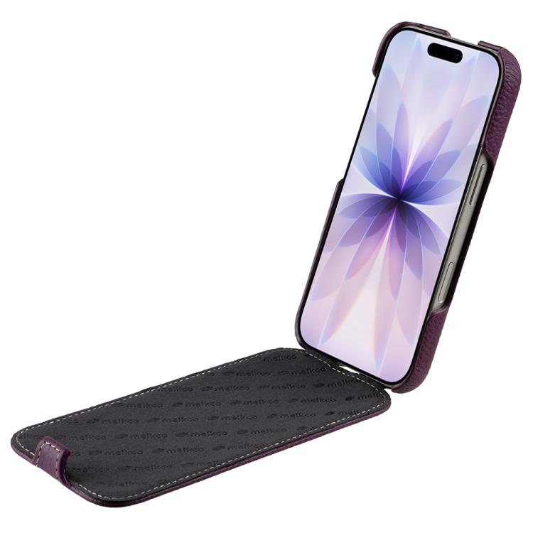 melkco Custodia per telefono in vera pelle con motivo litchi, apertura verticale magnetica, For iPhone 17, For iPhone Air
