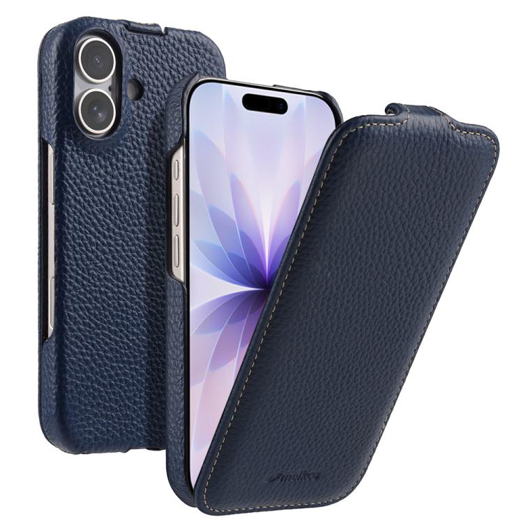 melkco Custodia per telefono in vera pelle con motivo litchi, apertura verticale magnetica, For iPhone 17 Pro Max, For iPhone 17 Pro, For iPhone 17, For iPhone Air