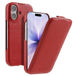melkco Custodia per telefono in vera pelle con motivo litchi, apertura verticale magnetica, For iPhone 17 Pro Max, For iPhone 17 Pro, For iPhone 17, For iPhone Air