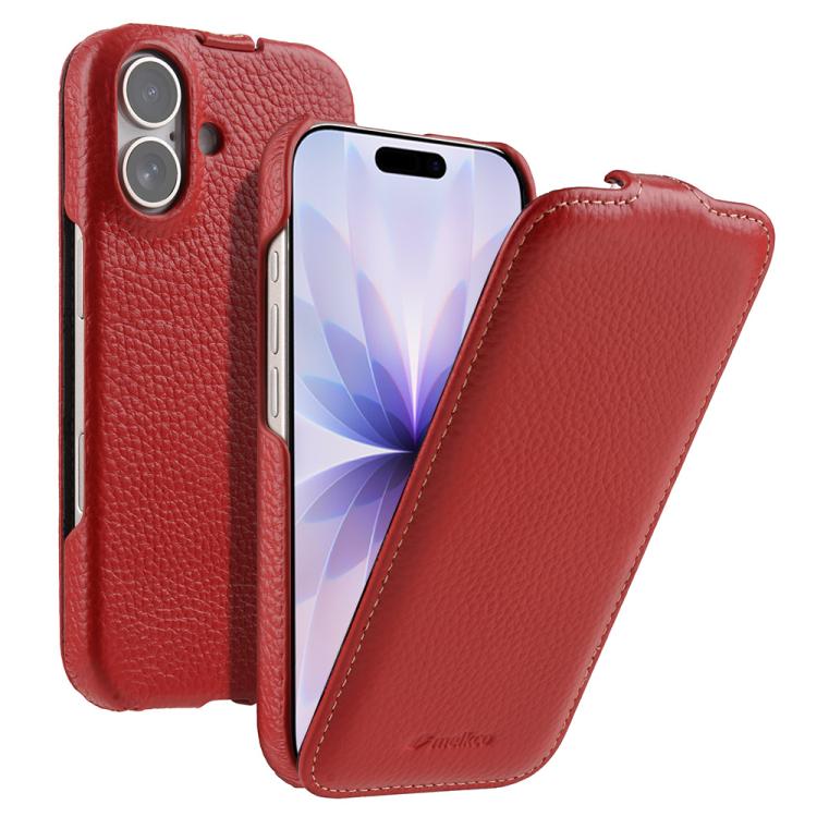melkco Custodia per telefono in vera pelle con motivo litchi, apertura verticale magnetica, For iPhone 17 Pro Max, For iPhone 17 Pro, For iPhone 17, For iPhone Air