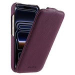 melkco Custodia per telefono in vera pelle con motivo litchi, apertura verticale magnetica, For iPhone 17 Pro Max, For iPhone 17 Pro, For iPhone 17, For iPhone Air