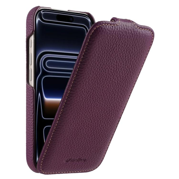 melkco Custodia per telefono in vera pelle con motivo litchi, apertura verticale magnetica, For iPhone 17 Pro Max, For iPhone 17 Pro, For iPhone 17, For iPhone Air