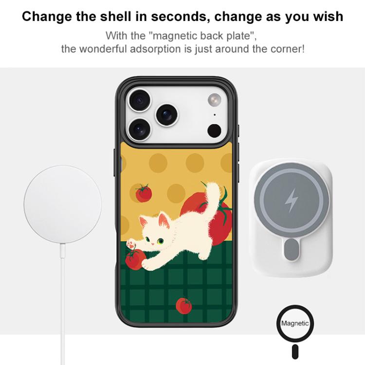 Custodia magnetica per telefono con motivo a gatto e pomodoro, For iPhone 16 Pro Max, For iPhone 16 Pro, For iPhone 16 Plus, For iPhone 16